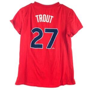 Nike MLB Los Angeles Angels Mike Trout #27 Womens S Red Player Tee 100% Cotton